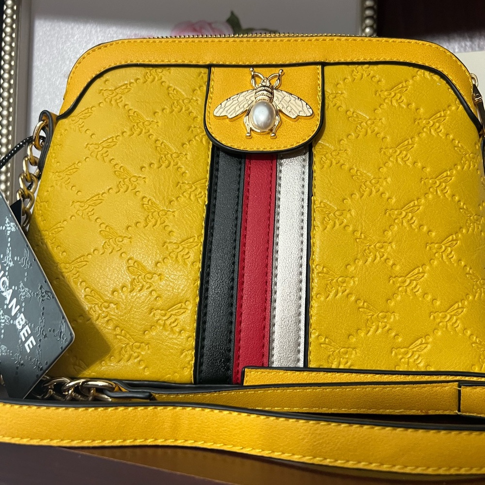 American Bee Yellow Crossbody Dome Bag - Picture 2 of 10